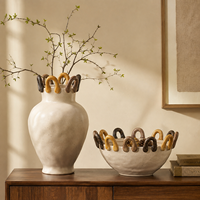 Vase en céramique blanc cassé caramel, vase décoratif pour fleurs, pour salon, table console, décoration intérieure