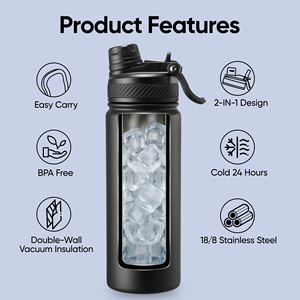 Bouteille d'eau isotherme 2-en-1 en acier inoxydable de 530 ml, à double paroi sous vide, anti-fuite, avec couvercle rabattable, portable pour le sport et les voyages - Product Image 5