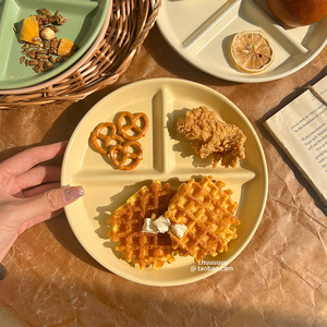 Assiette ronde en céramique, 211, assiette minceur, adaptée aux adultes et aux enfants, plat de service couleur crème. - Product Image 2