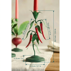 Portavelas de Hierro con Diseño de Chiles Verdes, Decoración para el Hogar, Metal Resistente, Diseño de Planta - Product Image 3