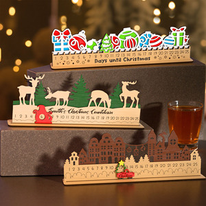 2025 Wooden <b>Christmas</b> Countdown Calendar Decor Reindeer Village Gift <b>Box</b> Style Tabletop Display Ornament Holiday Wood Sign - Product Image 1