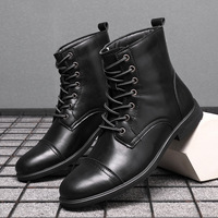 Bottes Martin pour hommes, nouveau style, bottes en cuir tendance et rétro à tige haute, chaussures décontractées britanniques pour hommes, bottes de travail classiques