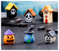 Mini Figurines en vrac Micro résine Halloween Miniature fantôme Zombie toile d'araignée citrouille maison 3D bricolage ornements pour stylos enfants jouets de bain
