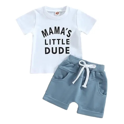 El mejor producto nuevo de 2024 conjunto de ropa de verano para niños con estampado de letras de algodón puro informal para el Día DE LA Madre