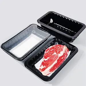 Disesuaikan hitam persegi panjang sekali pakai peta PP segel atas baki plastik kualitas makanan kemasan dapat disegel baki thermoforming untuk daging