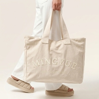 Sac fourre-tout en toile de coton avec logo brodé personnalisé, sac de shopping réutilisable écologique pour la promotion de la marque, vente en gros