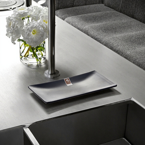 Plaque rectangulaire en plastique mélamine <span class=keywords><strong>noir</strong></span> <span class=keywords><strong>mat</strong></span>, 2 pièces, bon marché pour restaurant - Product Image 6