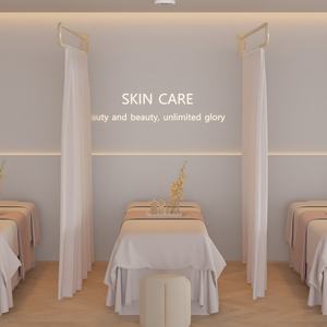 Multiple Colors Beauty <b>Salon</b> Partition Door U-Shaped Curtain Health Treatment Curtains Beauty Bed Curtain with Poles and Rings - Product Image 4