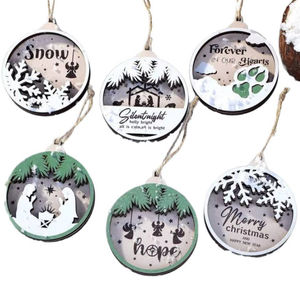 Decorazioni Natalizie <span class=keywords><strong>in</strong></span> <span class=keywords><strong>Legno</strong></span> 3D, Etichette <span class=keywords><strong>in</strong></span> <span class=keywords><strong>Legno</strong></span> per <span class=keywords><strong>Albero</strong></span> di Natale, Ornamenti Incisi a Laser <span class=keywords><strong>da</strong></span> Appendere, Decorazioni Festive - Product Image 6