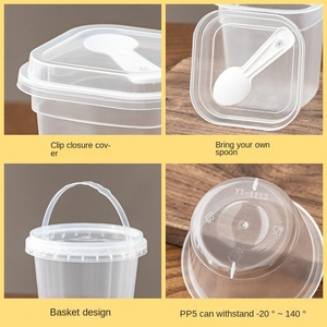 220/280ml cốc nhựa dùng một lần có nắp và muỗng tròn vuông trong suốt gói hộp bánh pudding cho đồ ăn nhẹ tráng miệng sữa chua - Product Image 5