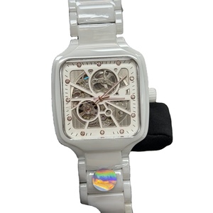 Nouvelle montre mécanique classique élégante, bracelet en céramique blanche de 20 mm, mouvement automatique creux, cadran à aiguilles, montre pour homme - Product Image 1