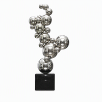 Sculpture de boule en acier inoxydable moderne de luxe, sphère en métal poli miroir, statue d'art pour hôtel, bureau, maison, décoration extérieure
