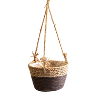 Panier suspendu tissé sur mesure, panier en paille pour plantes en pot