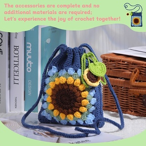 Bolso de <span class=keywords><strong>Ganchillo</strong></span> Portátil <span class=keywords><strong>con</strong></span> Diseño de Girasol, Accesorios Hechos <span class=keywords><strong>a</strong></span> Mano, Amuleto, <span class=keywords><strong>Tejido</strong></span> <span class=keywords><strong>a</strong></span> Mano <span class=keywords><strong>con</strong></span> Nuevo Material Textil y Artesanal - Product Image 4