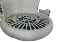 Meubles dorés Ensemble de meubles de chambre à coucher Design moderne de luxe Lit audio King Size Lit rond en cuir