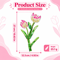 Applique Fleur de Tulipe Perlée Faite à la Main avec Paillettes et Strass pour Robes, Vestes, Sacs, Qipao, Vêtements, Décoration DIY, Cadeau
