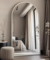 Miroir sur pied arqué à cadre fin pleine longueur, à poser contre le mur, pour chambre, salon, dressing, entrée, décoration intérieure, commande en gros
