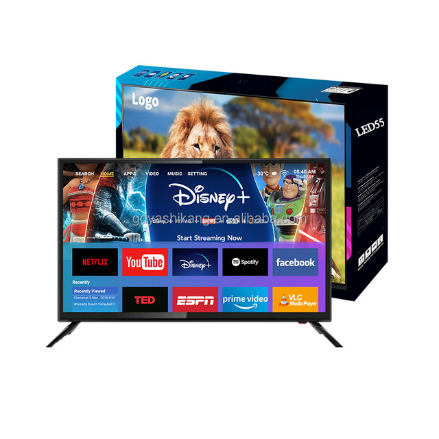 OEM Factory 55-Inch HDTV Smart LED TV with Android 13 WiFi Black Cabinet Hotel TV Use