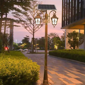 Lampe <span class=keywords><strong>de</strong></span> jardin <span class=keywords><strong>de</strong></span> style européen Lanterne à poteau solaire à motif gracieux Lampe <span class=keywords><strong>de</strong></span> pilier Patio Paysage Chemin Lampes à borne solaire - Product Image 4