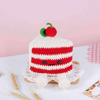 Ensemble d'accessoires de dessert en crochet fait main, animaux de dessin animé, gâteau, café, poupée mignonne, cadeaux de vacances, décoration quotidienne pour la maison