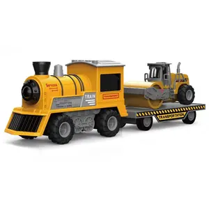 Boys Car Toys 1/16 Scale Friction Toys Model Train Friction Engineering Vehicle Transport Carrier Toys With Sound Light
