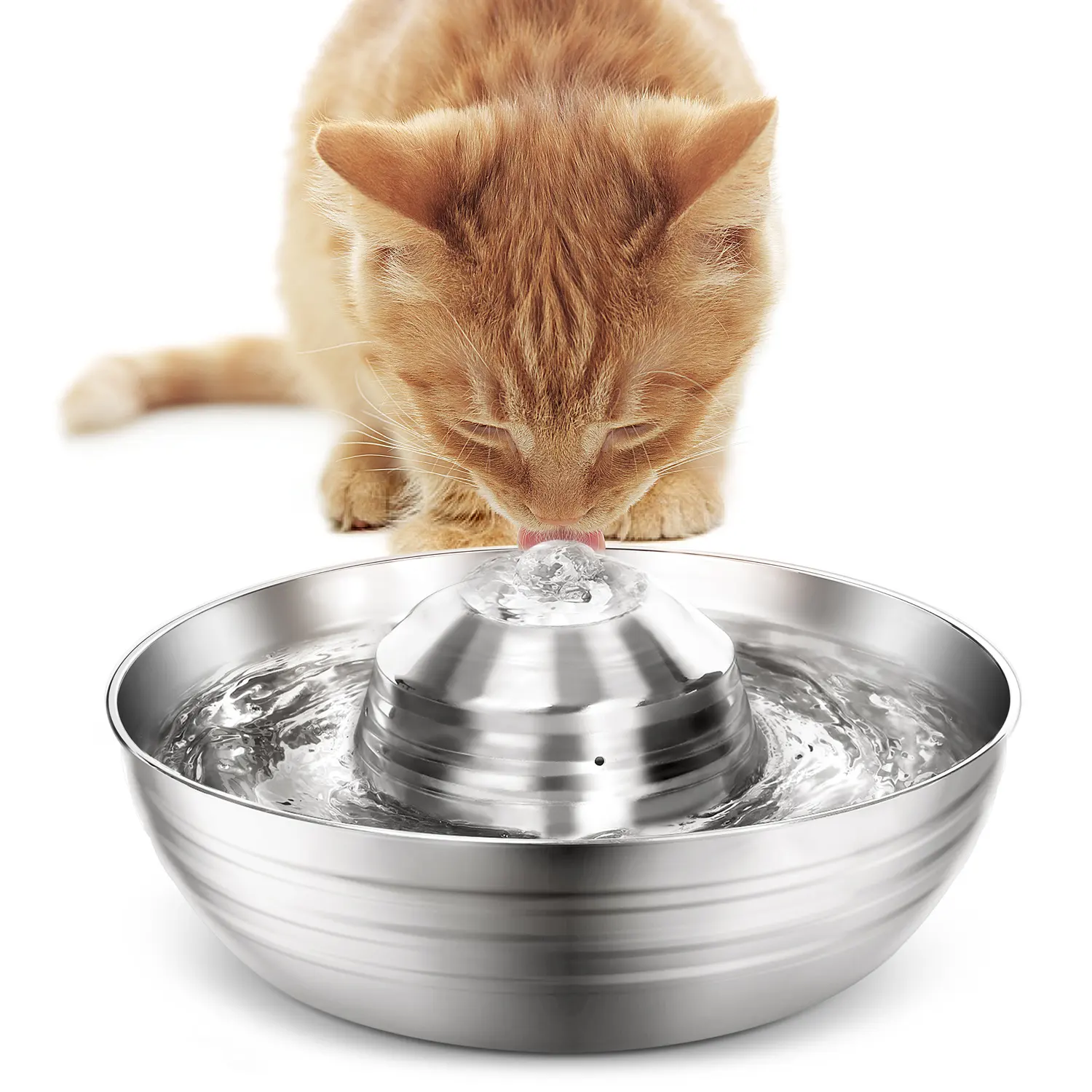뜨거운 판매 스테인레스 스틸 애완 동물 분수 2.1L 자동 개 물 피더 고양이 물 분수