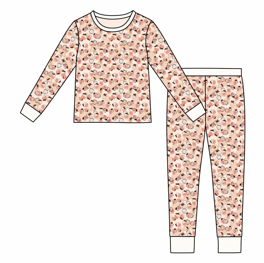 Custom Prints Kid Baby Toddler Long Sleeve Pants 2 Piece Pajamas Clothes Sets Children 95% bamboo 5% Spandex Sleepwear Pjs