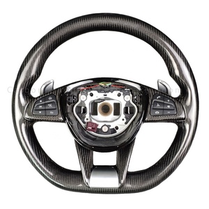 Volant en cuir et fibre de carbone compatible avec <span class=keywords><strong>Mercedes</strong></span>-Benz AMG Classe C W204 C63 W212 W218 W205 W207 W172 SLK W222 C180 C63 GT S - Product Image 5