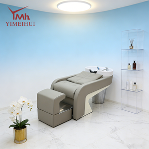 Sillón de Lavado de Lujo <span class=keywords><strong>para</strong></span> Salón, Lavabo de Cerámica con Acabado Brillante, Diseño Semi-Inclinado <span class=keywords><strong>para</strong></span> Relajación - Product Image 1