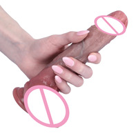 Consolador vibrador de empuje para mujer, juguetes para adultos, consolador con ventosa de silicona realista, estimulación vaginal Anal del punto G, juguete sexual para adultos