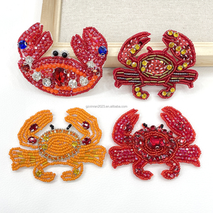 PH163 Toppe Ricamate 3D di Alta Qualità con Perline a Forma di Granchio e Gamberetto, Decorazioni Alla Moda Fai-da-Te per Gioielli, Borse, Cappelli e Abbigliamento - Product Image 6
