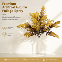 Fougère Sphenophyllum Dorée 13 Feuilles, Faux Spray de Feuillage Vintage Automnal, Centre de Table Bohème, Composition Florale, Plantes Artificielles