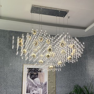 Postmodern restoran parlaklık yaratıcı proje kolye ışıkları mobilya mağazası sergi salonu lamba altın küp avize - Product Image 5