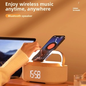Haut-parleur multifonction 6-en-1 avec chargeur sans fil, réveil de chevet, support de téléphone, <span class=keywords><strong>radio</strong></span> et veilleuse - Product Image 1