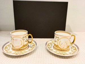 Luxury Minimalist Design BoneChina Slanted <b>Tea</b> Cups & Saucers with Gold Rim and Handle for Coffee <b>Tea</b> Home Use Hotel - Product Image 3