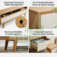 Meuble TV en bambou, style moderne et minimaliste, pour petit appartement ou hôtel, table basse, armoire de rangement, combo pour salon, centre de divertissement