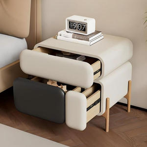 2026 Modern Luxury Bedroom Furniture Fashion Custom Design Wholesale <strong>Bedside</strong> <strong>Table</strong> Black Nightstand <strong>Set</strong> <strong>of</strong> <strong>2</strong> With Drawer - Product Image 4
