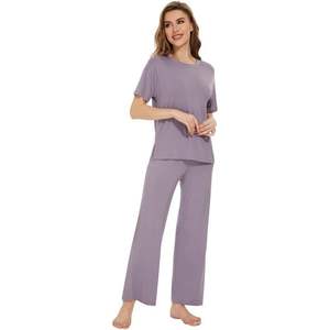 วีวี แบมบู วิสโคสชุดนอนสำหรับผู้หญิงเสื้อแขนสั้นและกางเกงขายาวชุดนอน S XXL ชุดนอนเย็นสบายเป็นพิเศษ - Product Image 4