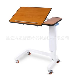 Mesa de Noche Hidráulica con Base de Pedestal, Superficie de Madera Rectangular, Mueble de Hospital - Product Image 1