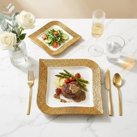 Assiettes de table de luxe 8/10/12 pouces en porcelaine blanche, or et argent pour fêtes, mariages et restaurants – Ensemble de vaisselle en céramique