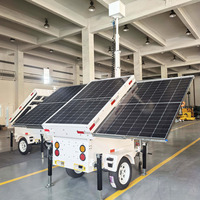 Remorque de sécurité solaire mobile avec mât de 6 m, panneaux solaires de 1200 W, batteries de 9600 Wh pour la surveillance des parkings