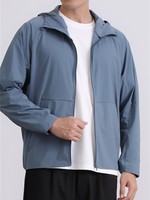 Blouson Bomber Homme OEM ODM 2026 Pace Break en Toile Fine Décontractée à Col Rond et Fermeture Éclair, Séchage Rapide, Respirant, Imprimé Uni en Nylon pour l'Été