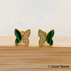 Heart Shaped Zircon Butterfly Ear Stud Stainless Steel Pure Titanium <b>Insert</b> Internal <b>Thread</b> Unisex Piercing Jewelry Gift - Product Image 3