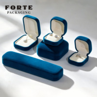 Boîte à bijoux en velours de haute qualité FORTE, bleu marine, pour boucles d'oreilles, colliers et bracelets, avec logo personnalisé