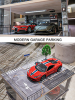 1/18 Échelle Simulation Voiture Modèle Garage Vitrine Parking Espace Acrylique Affichage Boîte Led Éclairage Parking Garage