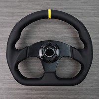 Volant de direction sport en cuir en forme de D, à fond plat, universel JDM, pour voitures de jeu, vente en gros d'usine