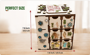 Reusable Wooden Advent Calendar <b>Box</b> with 24 Drawers <b>Christmas</b> Countdown Gift Organizer Snowflake Decor for Home Display - Product Image 5