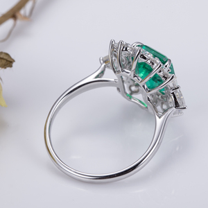 Tuyệt Vời 6ct Phòng Thí Nghiệm Ngọc Lục Bảo Phòng Thí Nghiệm Grown Kim Cương Nhẫn Bất 10K Rắn Vàng Đám Cưới Đồ Trang Sức Mỹ Nhẫn - Product Image 3