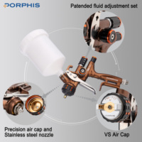 Pistolet de pulvérisation automobile professionnel PORPHIS PRD-717C avec technologie d'air comprimé pour la peinture automobile, la carrosserie et la finition fine