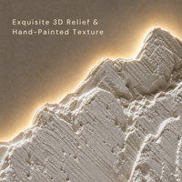 Art mural LED 3D texturé de luxe, paysage de montagne moderne rétroéclairé, grande sculpture murale décorative pour la maison et le bureau